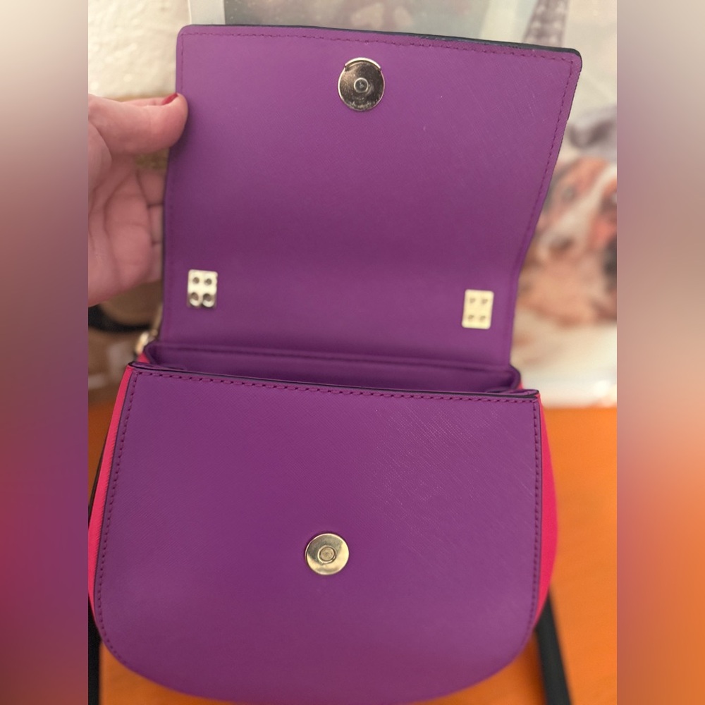 kate spade Purple Glitter Flap Crossbody Bag with Black Strap - Picture 11 of 15